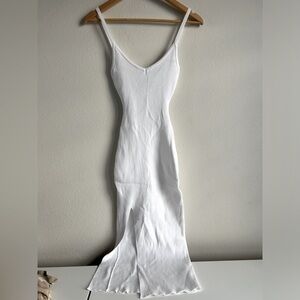 Windsor White stretchy bodycon maxi spaghetti strap dress, large